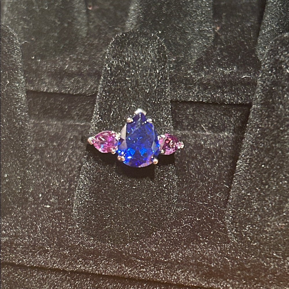 Elegant Blue and Purple Women's Ring 925 silver - Picture 8 of 9